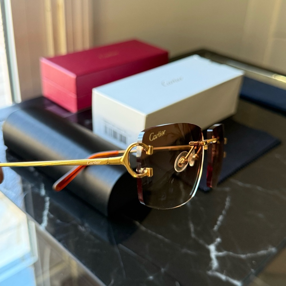 Cartier Gold Frame with Brown Gradient Lenses Sunglasses